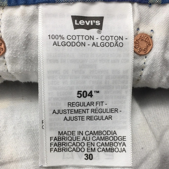 Levis Blue Purple Plaid 504 Chino Shorts Mens 30 Flat Front 100%‎ Cotton - Picture 11 of 12